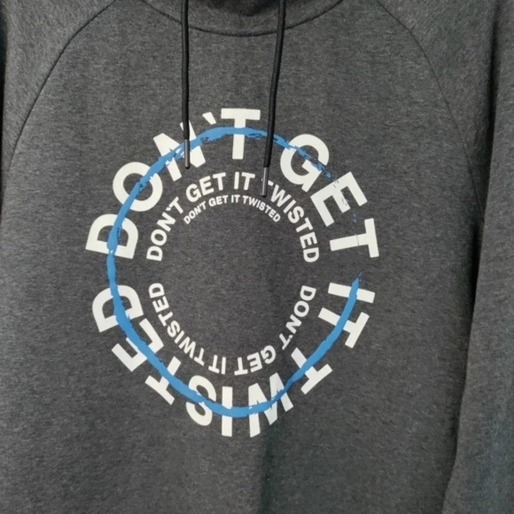 Don't Get It Twisted Men L Gray Outdoor Pullover Cowl Neck Sweatshirt Art 2 Wear